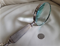 Magnifying glass large silver plated encasing vintage home decor desk display and gifts for any occasion