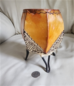 Handcrafted African tribal art candle holder decor
