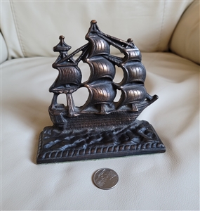 vintage cast iron sailing ship bookend home decor