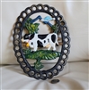 Cast iron Cow vintage trivet colorful home decor