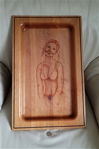 ​wooden tray Ralph Lauren Italy vintage pyrography portrait home decor