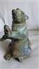 Large Bear metal casting sculpture from India green patina elegant display