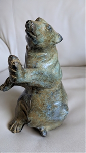 Large Bear metal casting sculpture from India green patina elegant display