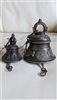 Two antique Ghanta temple meditation bronze and brass bells with ornate embossed designs