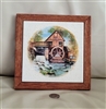 Windmill scenery handcrafted tile trivet by Deede USA ceramic elegant tile decor trivet and collectible
