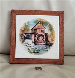 Windmill scenery handcrafted tile trivet by Deede USA ceramic elegant tile decor trivet and collectible