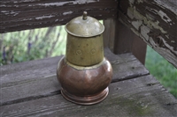 Antique lidded jar from Belgium metal art decor