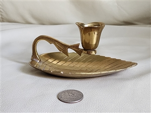 Brass single candle holder in floral design decor