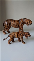 vintage leather wrapped tiger sculpture set home decor primitive art vintage leather wrapped tiger sculpture set home decor primitive art