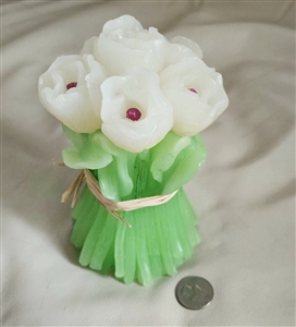 Vintage Handcrafted White Rose Bouquet Wax Candle