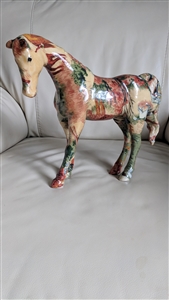 Fabric decoupage composition material Stallion equestrian style decorative display and housewarming gift idea