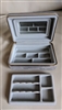 Vintage Gray Plush Portable Jewelry Storage Case With Removable Shelf