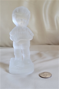 Preowned vintage R. Wetzel Zanesville Ohio frosted glass boy figurine playing accordion 1970