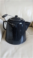 Huge Enamel campfire coffee cooking pitcher camping accessories vintage collectibles