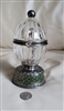 Vintage heavy glass Open Egg design Music box with heart wind up playing Where Do I Begin.