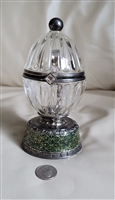 Vintage glass egg music box heart wind up decor collectible decor and gift idea
