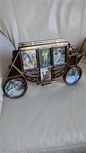 Carriage shaped standing Amber photo frame collectible display and home decor