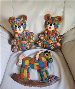 Nursery Foam Craft wall decor Bears and a Horse multicolor patchwork room home display