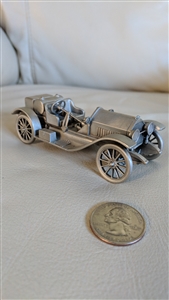 1914 Stutz Bearcat pewter car sculpture 1975 Danbury Mint hallmark base