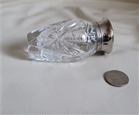 Ralph Lauren 1989 cut glass vanity perfume bottle with starburst pattern and silver tone cap