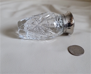 Ralph Lauren 1989 cut glass vanity perfume bottle with starburst pattern and silver tone cap