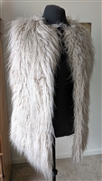Pull and Bear long hair beige faux fur vest in boho chic style size medium open front
