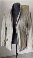 American Eagle vintage men's olive green tan cotton corduroy blazer sports coat jacket size Medium with front pockets and crest emblem patch