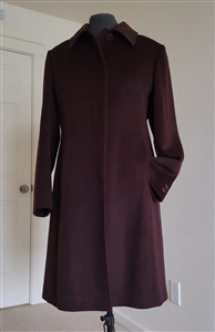 jones new york women's wool and angora coat size 14 brown vintage 1990s