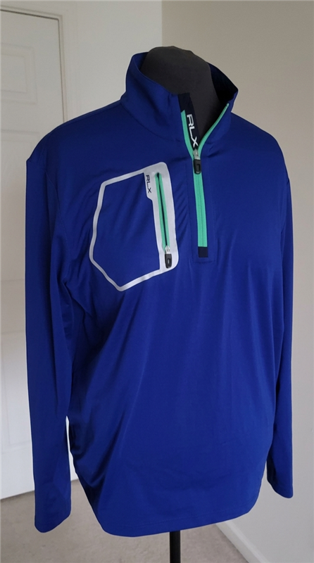 the rlx driver half-zip pullover dark blue size large ralph lauren golf wear jacket chest zip pocket men fashion apparel collectible