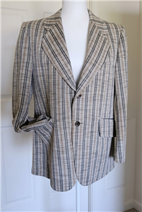 vintage 1970s sears the men's store striped sport coat heraldic lining pockets men fashion apparel collectible