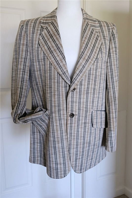 vintage 1970s sears the men's store striped sport coat heraldic lining pockets men fashion apparel collectible