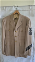 A rare and complete vintage Vietnam era US Navy petty officer first class khaki uniform set with trousers