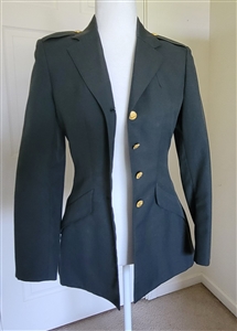 Womens vintage military green polywool serge jacket AG 344 with gold buttons