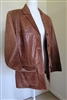 Womens vintage 90s Mossimo chestnut brown leather 4 button structured stiff leather blazer jacket with flap pockets