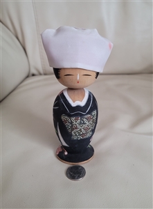 Vintage Japanese Shingata Kokeshi Bride Nodder Wood Toy