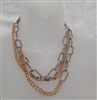 chunky avant garde mixed silver and gold tone womens jewelry necklace