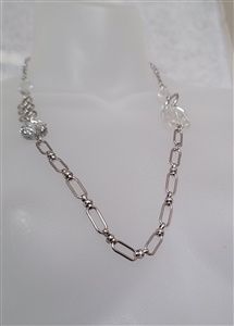 preowned vintage shimmering chain links and faceted clear beads necklace