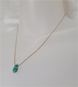 preowned vintage Luna Norte gold tone necklace with teardrop stone pendant and moon tag
