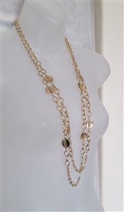Multi chain and faceted beads gold tone women jewelry necklace