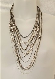 Elegant shimmering women necklace in multi strand design vintage jewelry