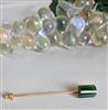 Vintage Green Stone Hat Pin Gold Tone Metal