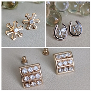 Enamel gold and beads elegant stud earrings set in various design costume jewelry