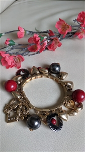 vintage charm bracelet boho gold stretch hearts doves full of love jewelry accessories