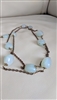 Vintage women necklace aqua beaded stone design with victorian style setting and gold tone chain