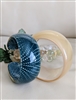 Vintage denim polka dot fabric cuff bracelet and shimmering wavy gold plastic bangle