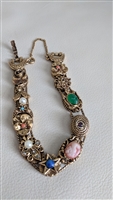 Goldette Victorian Revival style 11 charm sliding medallion bracelet in various design cameo style art jewelry