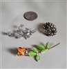 Vintage Giovanni Enamel Rose Krementz Silver Tone Bouquet and Faux Pearl Floral Dome Brooch Set