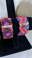 Hollister woven seed bead stretch bracelets in pink blue and gold patterns