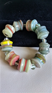 vintage murano style wedding cake bead bracelet multi colored lampwork glass jewelry women accessories
