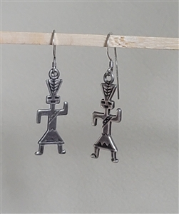 preowned vintage sterling silver artisan tribal figure dangle earrings